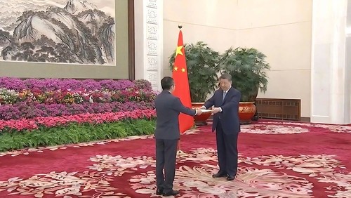 Đại sứ Phạm Thanh Bình trình Quốc thư lên Chủ tịch nước Trung Quốc Tập Cận Bình - ảnh 1