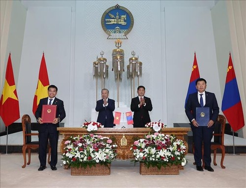 Vietnamese, Mongolian leaders witness signing of cooperation agreements, enjoy art  - ảnh 1