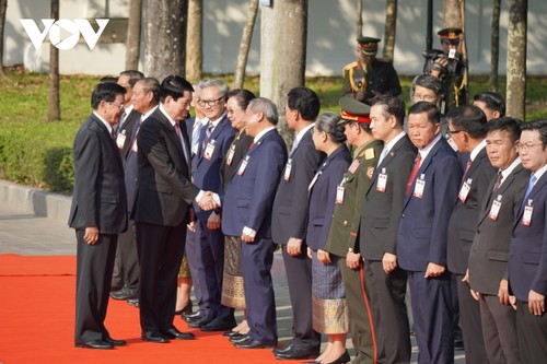 Hình ảnh Chủ tịch nước Lương Cường bắt đầu chuyến thăm chính thức CHDCND Lào - ảnh 11