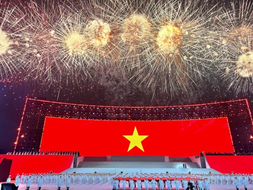 Pháo hoa rực sáng trên bầu trời Thủ đô chào mừng thành công Đại hội XIV của Đảng - ảnh 6