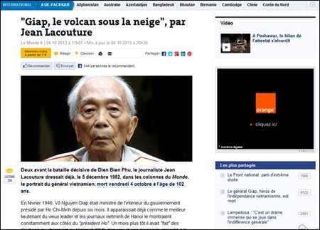 Comunidad internacional ensalza cualidades del general Vo Nguyen Giap - ảnh 1