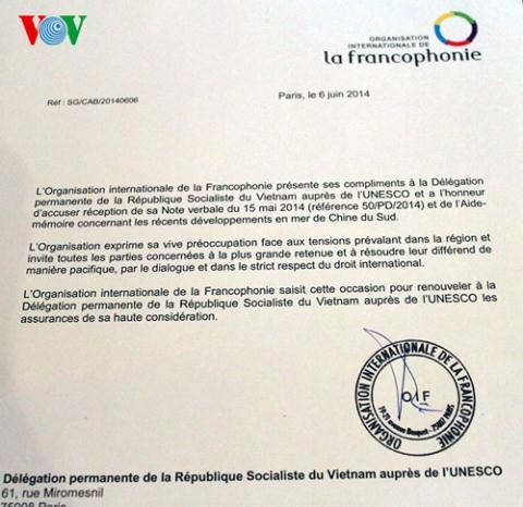 UNESCO y Organización francófona se preocupan por la situación en el Mar Oriental - ảnh 1