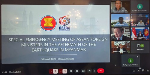 Vietnam y ASEAN debaten gestión de crisis provocada por terremoto en Myanmar y Tailandia - ảnh 1