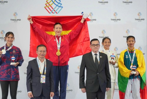 Karate y Taekwondo continúan trayendo oros a Vietnam en SEA Games 33 - ảnh 1