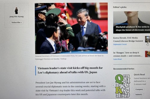 สื่อนานาชาติลงข่าวเกี่ยวกับการเยือนสาธารณรัฐเกาหลีของเลขาธิการใหญ่พรรค โตเลิม - ảnh 1