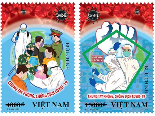 Phát hành bộ tem “Chung tay phòng, chống dịch Covid-19” của Họa sỹ Phạm Trung Hà  - ảnh 1