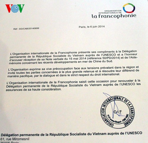 UNESCO và Tổ chức quốc tế Pháp ngữ bày tỏ quan ngại sâu sắc về tình hình biển Đông - ảnh 1