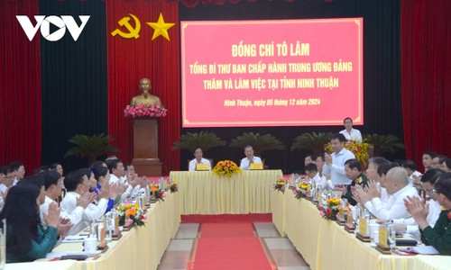 Party chief urges Ninh Thuan to prepare to restart nuclear power plant project - ảnh 1