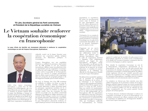 To Lam: La cooperación económica con la comunidad francófona es una de las principales prioridades de Vietnam - ảnh 1