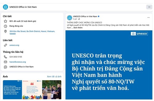 UNESCO transmite mensaje de felicitación por la Resolución sobre el desarrollo cultural de Vietnam - ảnh 1