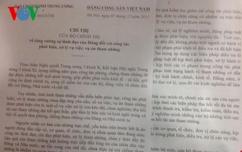 Verwaltung der Partei gegenüber der Bekämpfung der Korruption verstärkten - ảnh 1