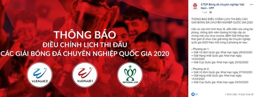 Aussetzung von V-League, 1-Liga, Nationalpokal wegen Coronavirus - ảnh 1