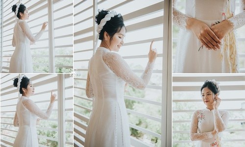 Schönheit der vietnamesischen Frauen in traditioneller Tracht Ao dai   - ảnh 12