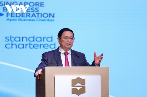 Premierminister Pham Minh Chinh nimmt am Vietnam-Singapur-Unternehmensforum teil - ảnh 1