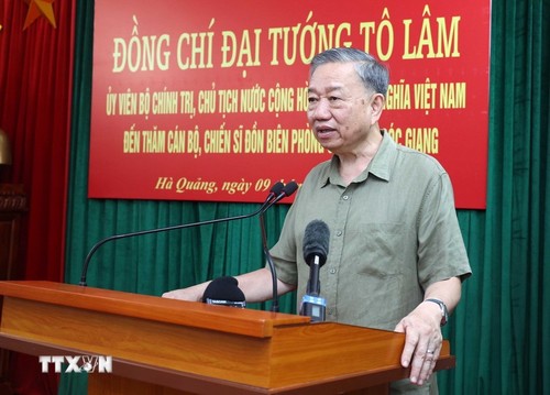 Staatspräsident To Lam besucht Grenzsoldaten Soc Giang in Cao Bang - ảnh 1