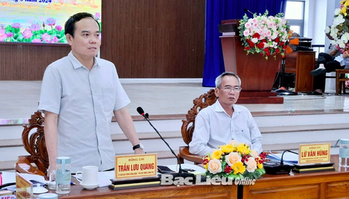 Vizepremierminister Tran Luu Quang tagt mit Provinzen Bac Lieu und Ca Mau über Lage des Erdrutsches - ảnh 1