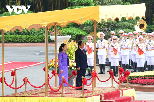 Lễ đón Thủ tướng Thái Lan Paetongtarn Shinawatra thăm chính thức Việt Nam - ảnh 7