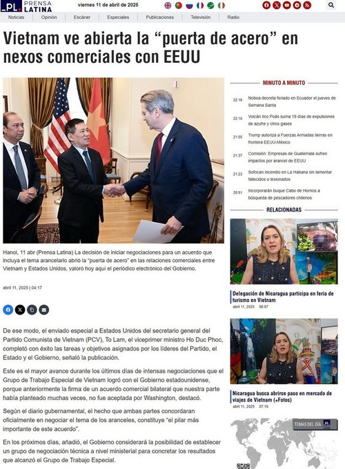  Prensa Latina: Le Vietnam fait un pas décisif vers un accord commercial avec les États-Unis  - ảnh 1