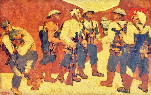 “Kết nạp Đảng ở Điện Biên Phủ’ của danh họa Nguyễn Sáng: bản hùng ca bằng sơn mài - ảnh 1