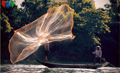 ภาพของชาวประมงเมืองเว้ที่กำลังจับปลาในแม่นํ้า Như Ý  - ảnh 4