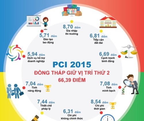 จังหวัดด่งท้าบยังคงอยู่อันดับ 2 ในตารางดัชนีพีซีไอปี 2015 - ảnh 1