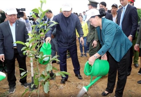 ประธานสภาแห่งชาติเข้าร่วมกิจกรรมขานรับการรณรงค์ “ตรุษเต๊ตปลูกต้นไม้” ณ จังหวัดหว่าบิ่ง - ảnh 1