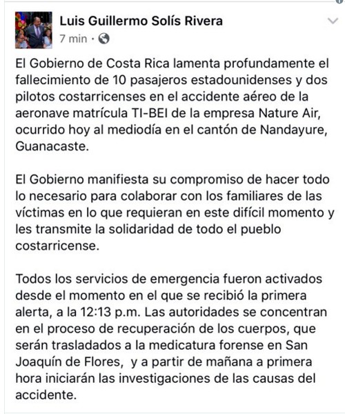 Accidente aéreo en Costa Rica se cobra 12 vidas - ảnh 1