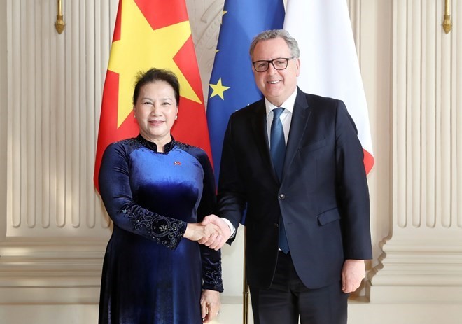 Líder parlamentaria de Vietnam se reúne con el presidente de la Cámara Baja francesa   - ảnh 1