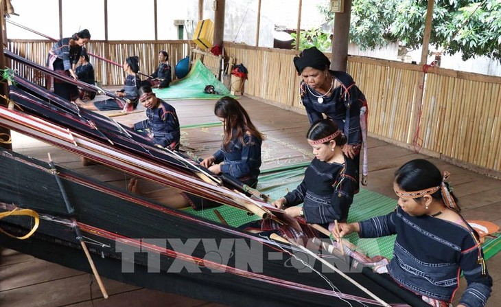 El tejido de brocados de la etnia Bahnar en la provincia de Gia Lai - ảnh 1