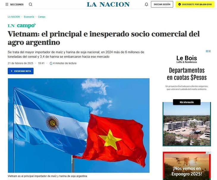 Medio argentino destaca a Vietnam como principal socio comercial agrícola - ảnh 1