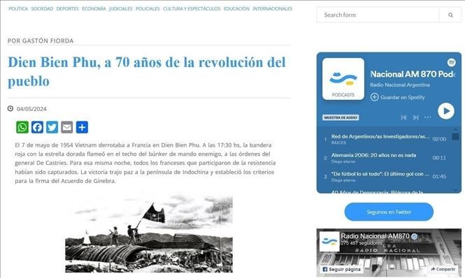 Medios de Latinoamérica rememoran la victoria de Dien Bien Phu - ảnh 1