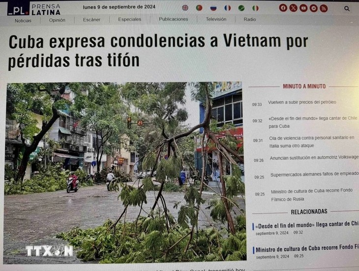 Cuba y Venezuela expresan condolencias a Vietnam por pérdidas causadas por tifón Yagi - ảnh 1