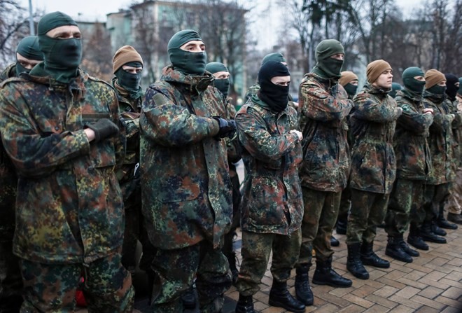 Demonstranten fordern den Rücktritt des ukrainischen Präsidenten Petro Poroschenko - ảnh 1