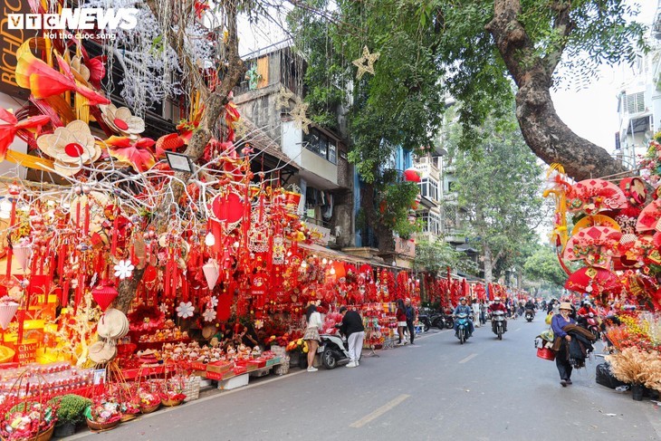 La magie du Têt sur la rue Hàng Ma: décorations et traditions en fête - ảnh 1