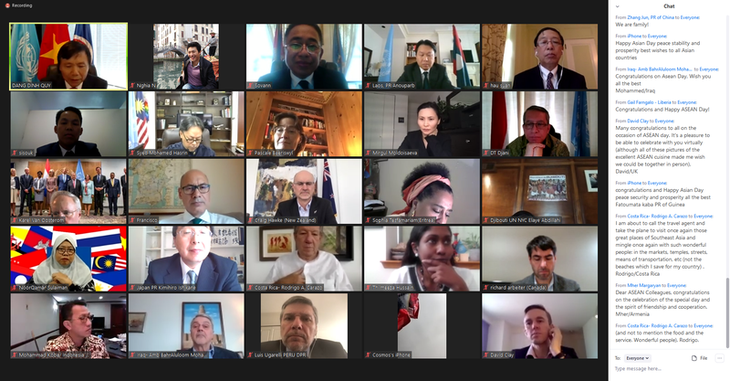 Vietnamesische Delegation bei der UNO und Mitgliedsländer feiern online den 53. Gründungstag der ASEAN - ảnh 1