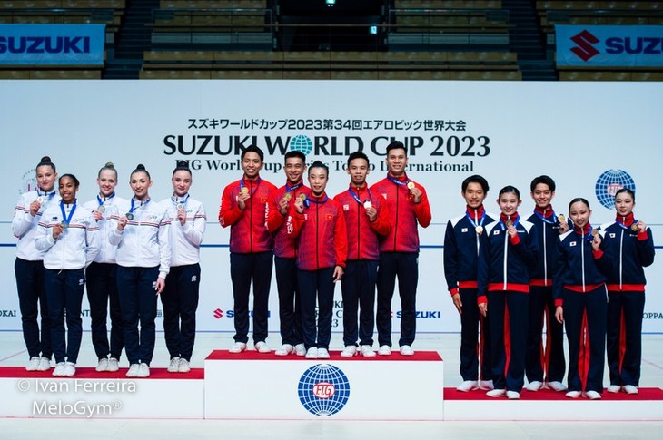 Vietnam gewinnt eine Goldmedaille beim Weltturnier für Aerobic - ảnh 1