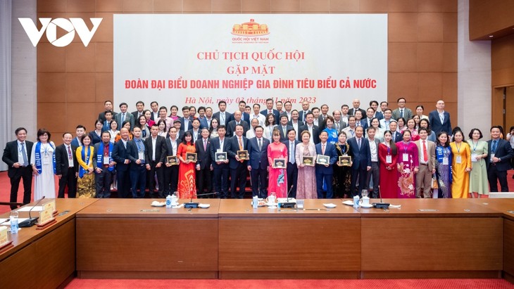 Parlamentspräsident Vuong Dinh Hue trifft ausgezeichnete Familienunternehmer - ảnh 1