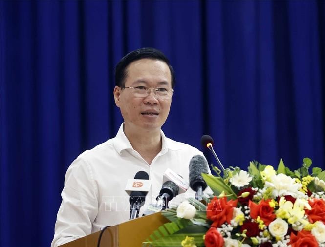 Staatspräsident Vo Van Thuong trifft Wähler in der Stadt Da Nang - ảnh 1