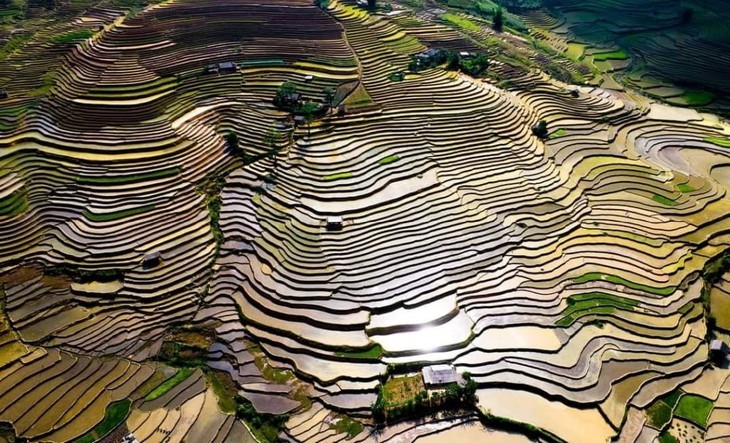 Keindahan Sawah Terasering pada Musim Air Tumpah  - ảnh 1