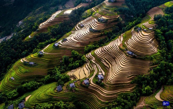 Keindahan Sawah Terasering pada Musim Air Tumpah  - ảnh 6