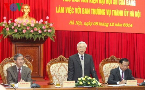 Party leader Nguyen Phu Trong meets with Hanoi Party Committee - ảnh 1