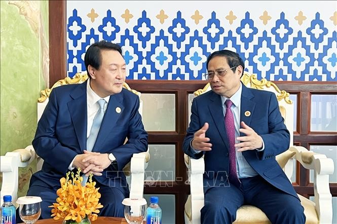 PM Pham Minh Chinh meets RoK President, UN Secretary General - ảnh 1