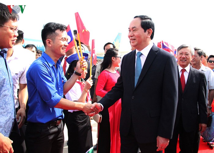 Le président Trân Dai Quang entame sa visite officielle au Laos - ảnh 1