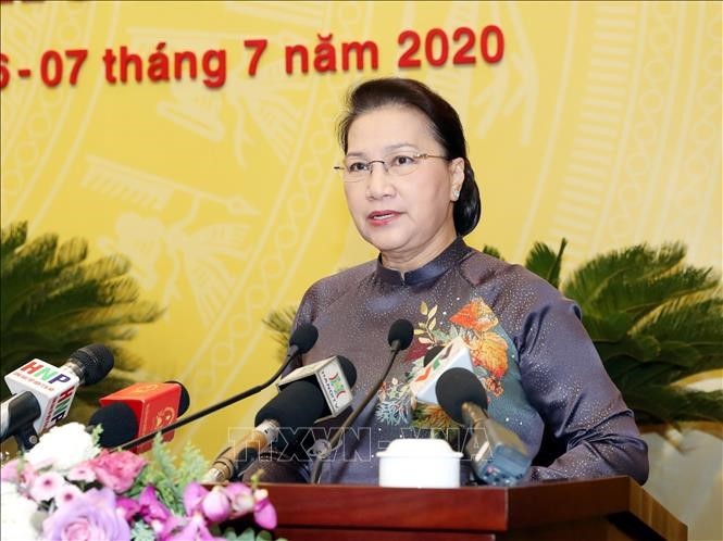 Ketua MN Nguyen Thi Kim Ngan menghadiri pembukaan sidang Dewan Rakyat Kota Ha Noi - ảnh 1