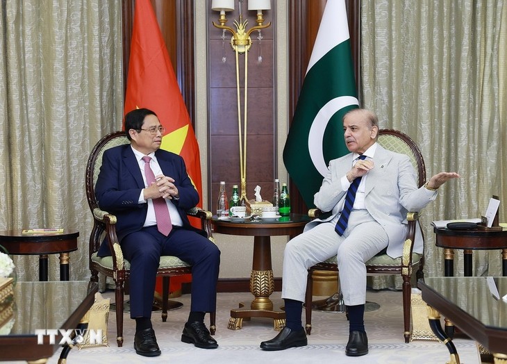 PM Vietnam, Pham Minh Chinh Lakukan Pertemuan dengan PM Pakistan, Shehbaz Sharif - ảnh 1