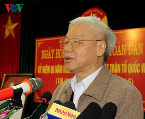 Sekjen  KS PKV, Nguyen Phu Trong menghadiri Festival Persatuan Besar Nasional di provinsi Bac Ninh - ảnh 1