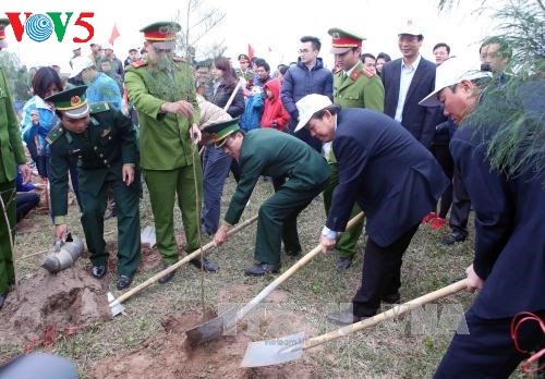 Deputi PM Vietnam, Truong Hoa Binh menghadiri upacara  mencanangkan   Hari Raya Tet Penghijauan - ảnh 1