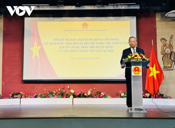 General Secretary and President To Lam meets Vietnamese community in France - ảnh 1