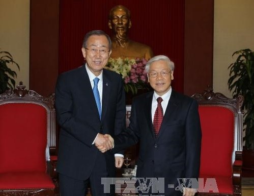 チョン書記長、パン国連事務総長と会見 - ảnh 1