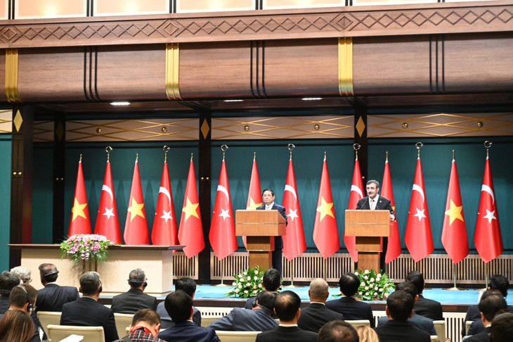 チン首相とトルコの副大統領、共同記者会見を行う - ảnh 1